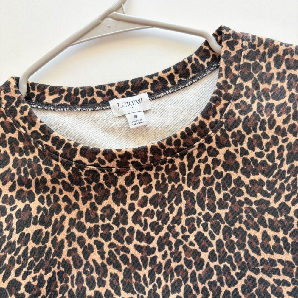 J.Crew Leopard‎ Print Sweatshirt Womens Small Brown Black Cotton AD242 FA19